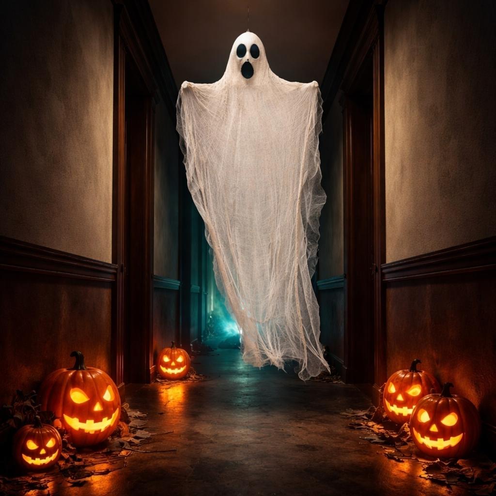 2 1 Meter Ghost Hanging Decoration Halloween Party Prop Indoor Outdoor Hanging Ghost Decoration for Haunted House and Event Setup