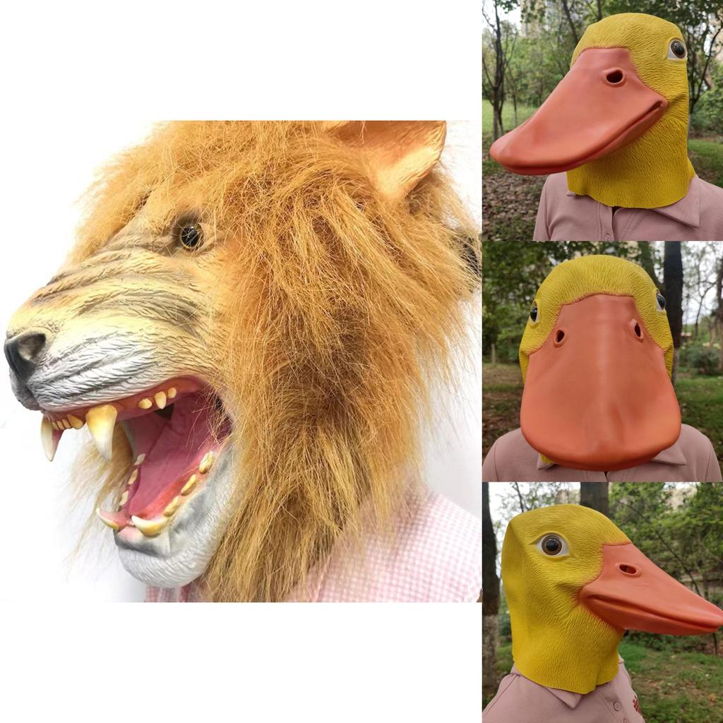 Novelty Yellow Duck And Lion Latex Mask For Holiday Celebrations And Costume Parties