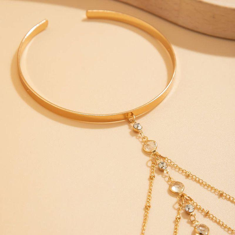 Fashion Wind Upper Arm Ornament Fashion Sexy Multi-Layer Rhinestone Chain Tassel Open Arm Ring Bracelet Women's Accessories