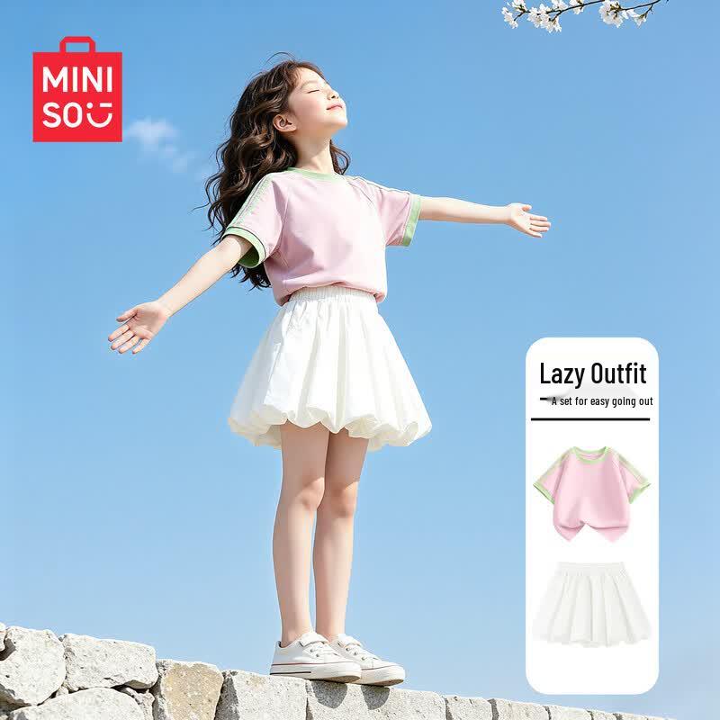 MINISO Girls 2026 Summer Short-Sleeved T-Shirt & Shorts Set 130