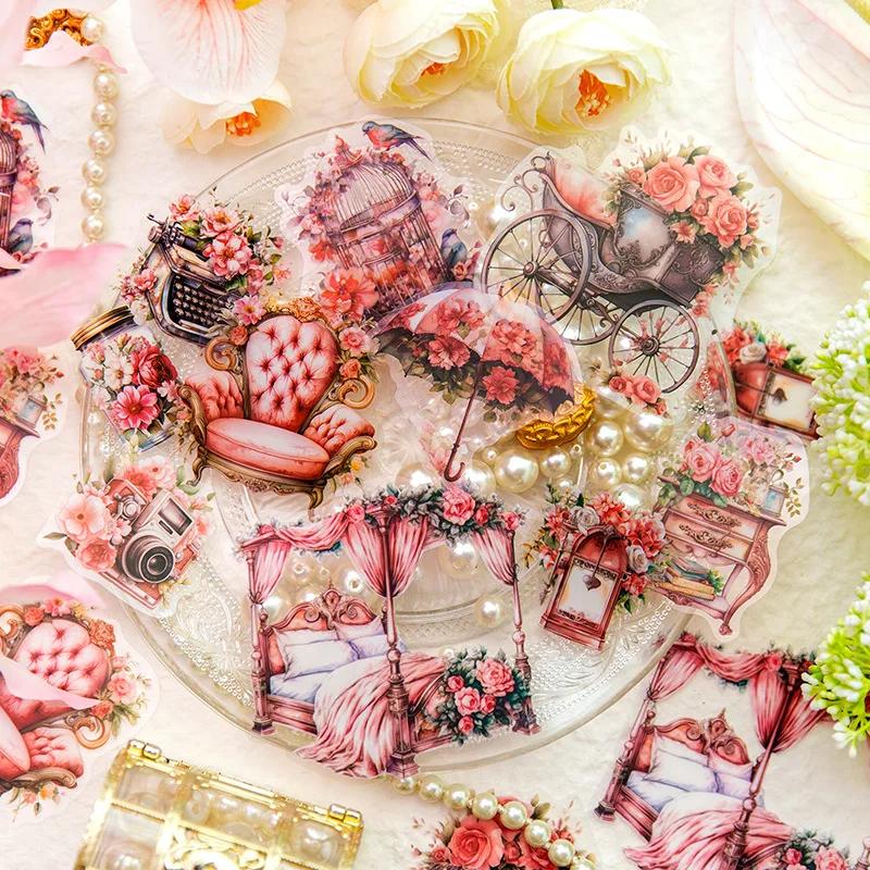 10Pcs Victoria'S Palace Transparent Stickers Retro Romantic Princess House Diy Craft Scrapbooking Junk Journal Landscape Collage