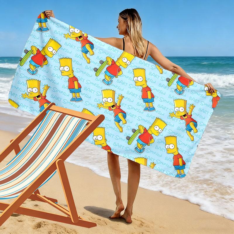 Bart Simpson Art Print Beach Towel, Large Soft Quick Dry Towel for Beach Camping Swimming