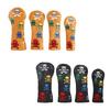 4Pcs PU Leather Golfs Club Head Cover Golfs Driver Headcover Skull Pattern Fairway Wood Headcover Hybrid Head Cover