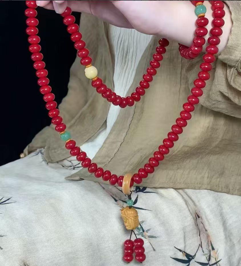 Ebony sauce round bead Bodhi bracelet, peach powder, Guofeng double circle, handheld plate to play Buddha bead bracelet wholesale