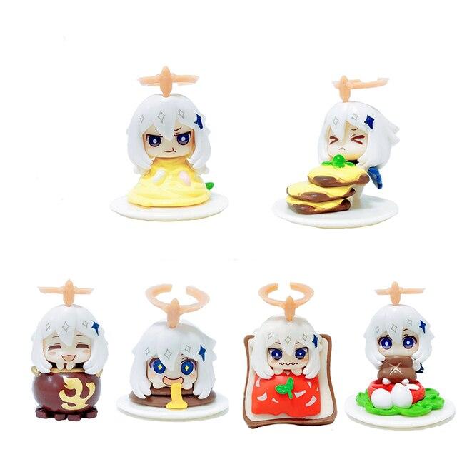 6pcs /Set Genshin Impact Anime Figure Paimon Action Figure Klee /Paimon /Barbatos /Aether /Diluc Ragnvindr /Amber Figurine Doll Toys