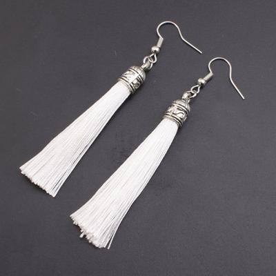 1 Pair Bohemian Hook Earrings Artistic Cotton Thread Fringe Design Dangle Earrings Ear Accessories
