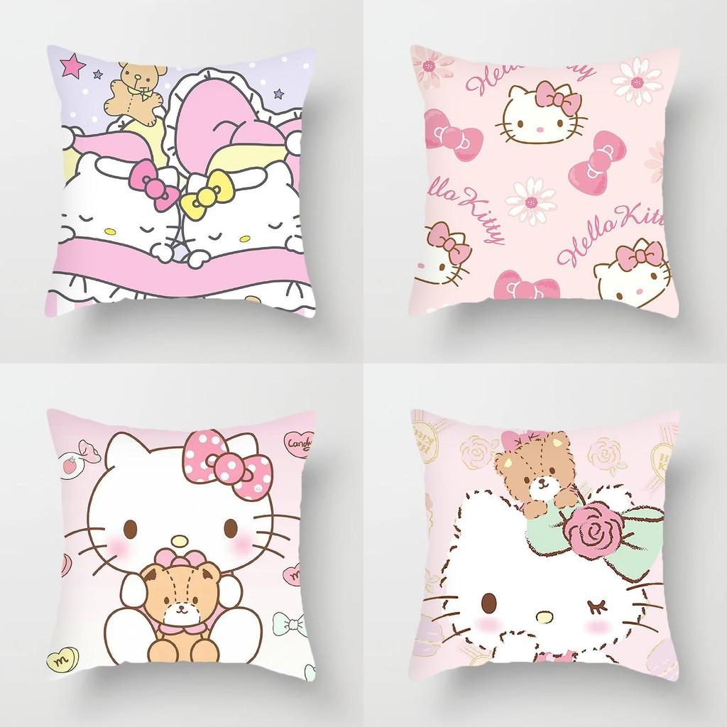 Hello Kitty Plush Pillow Cover With Soft Peach Skin Fabric For Bedroom And Couch Decor