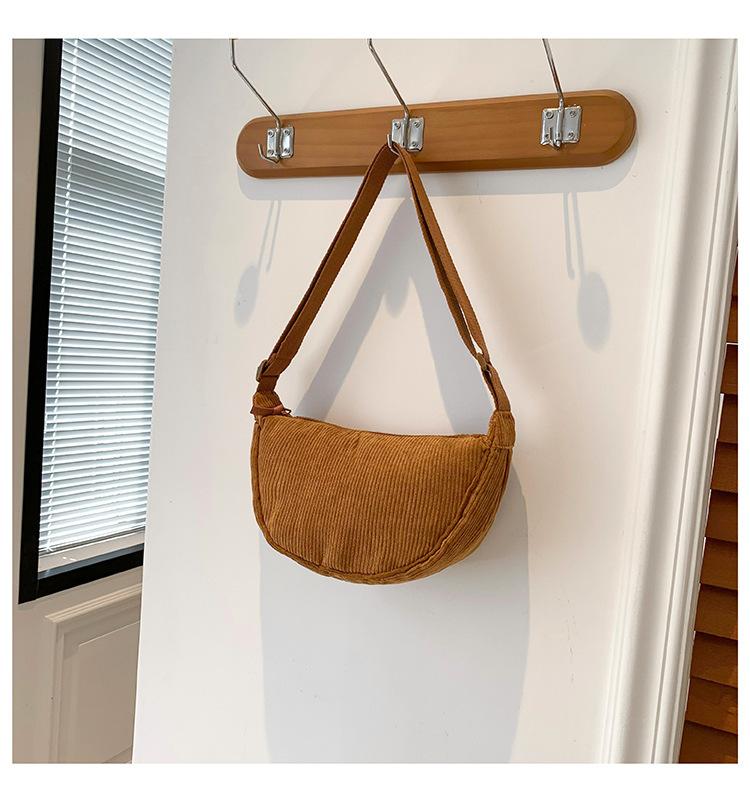 Corduroy Messenger Bag Women's New Trendy Shoulder Small Satchel Dumpling Bag Lightweight Armpit Bag