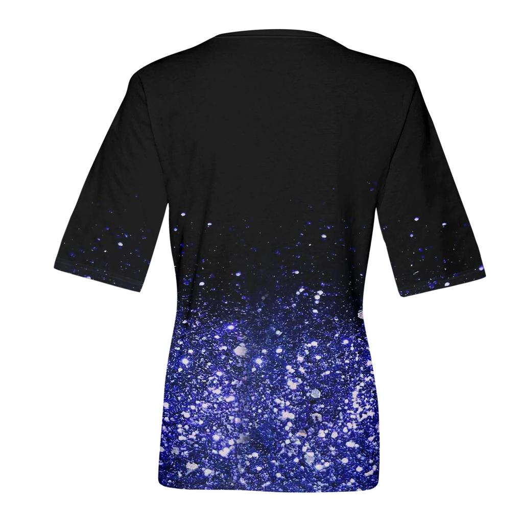 Γυναικεία μπλουζάκια με V λαιμόκοψη Μπλούζες με μισό μανίκι εμπριμέ casual καλοκαιρινά μπλουζάκια μπλουζάκια