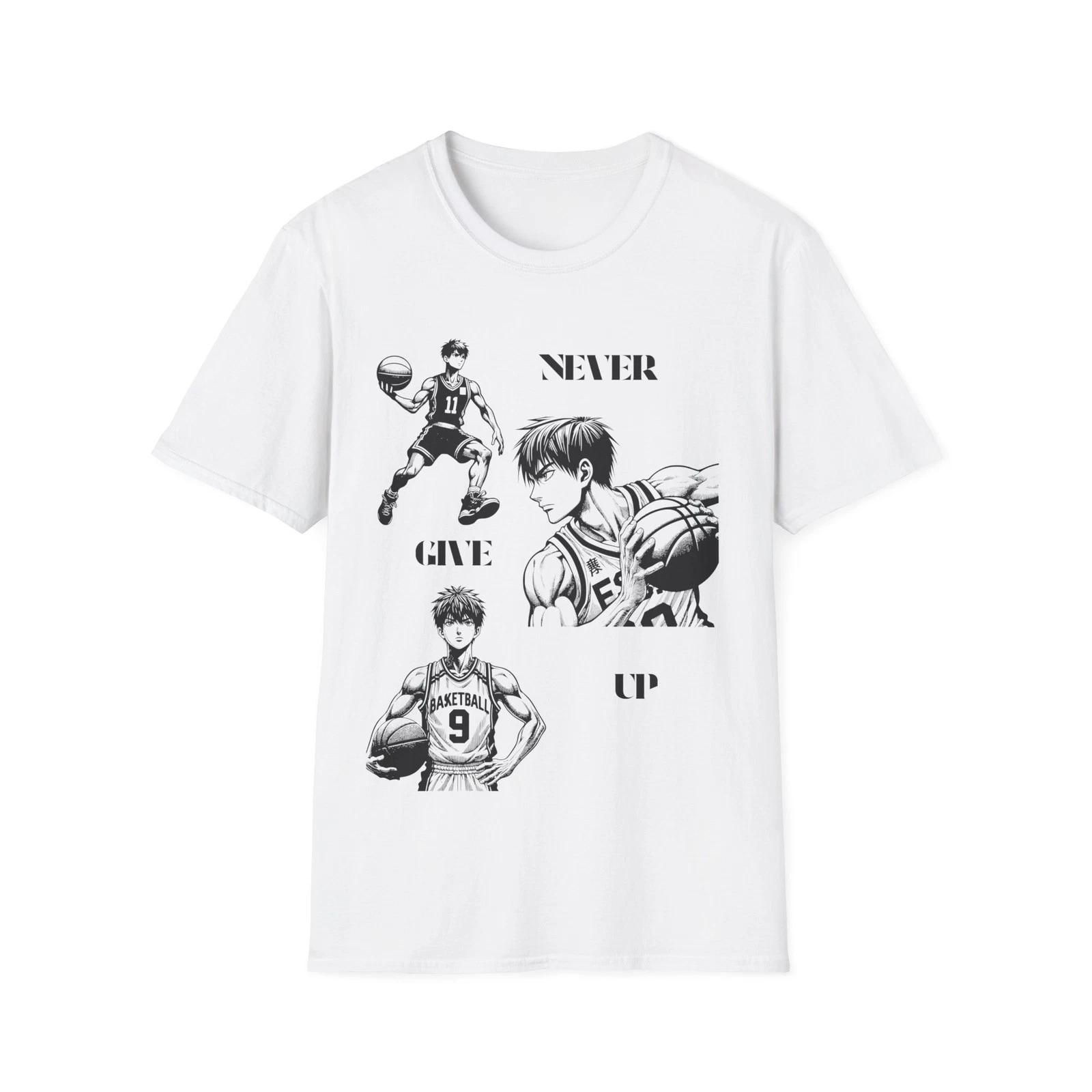 Basketball Graphic Tee, T shirt for Sports Enthusiasts,Never Give Up Shirt S