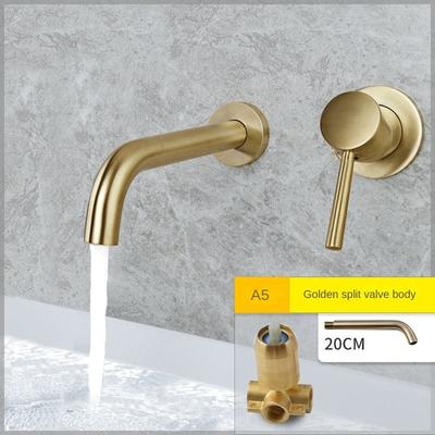 Badezimmer-Wasserhahn-Set aus schwarzem Gold, Vollkupfer, Wand-Wasserhahn, Waschbecken, verdeckter Waschbecken-Wasserhahn, heiße und kalte Wasserhähne