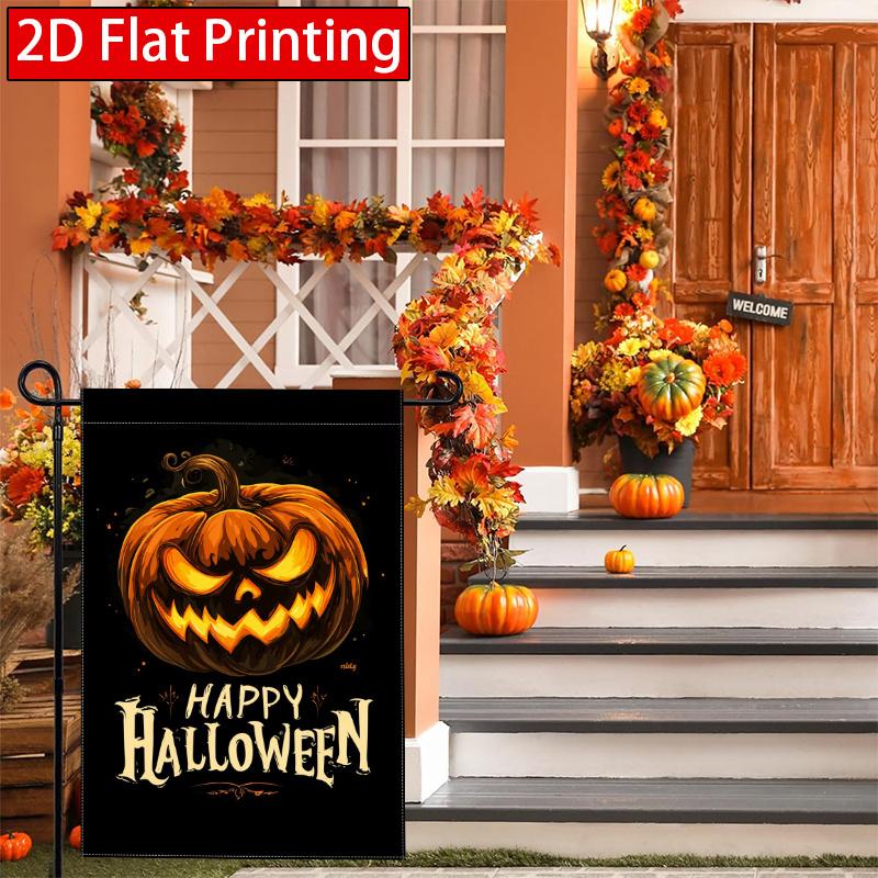 2D Flat, 2D Flat Luminous Fang Fang Pumpkin Garden Flag_2-28x40 Inch Outdoor Garden Flag Double-sided Home Decoration Courtyard Decoration Outdoor Dec