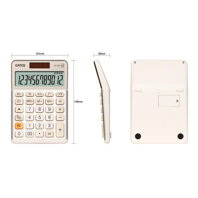 Compact Dual-Power Silent Calculator for Students with 12-Digit HD Display