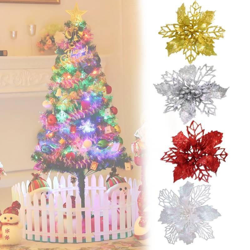 Festive Red And White Artificial Christmas Flowers For Diy Wreaths And Ornaments