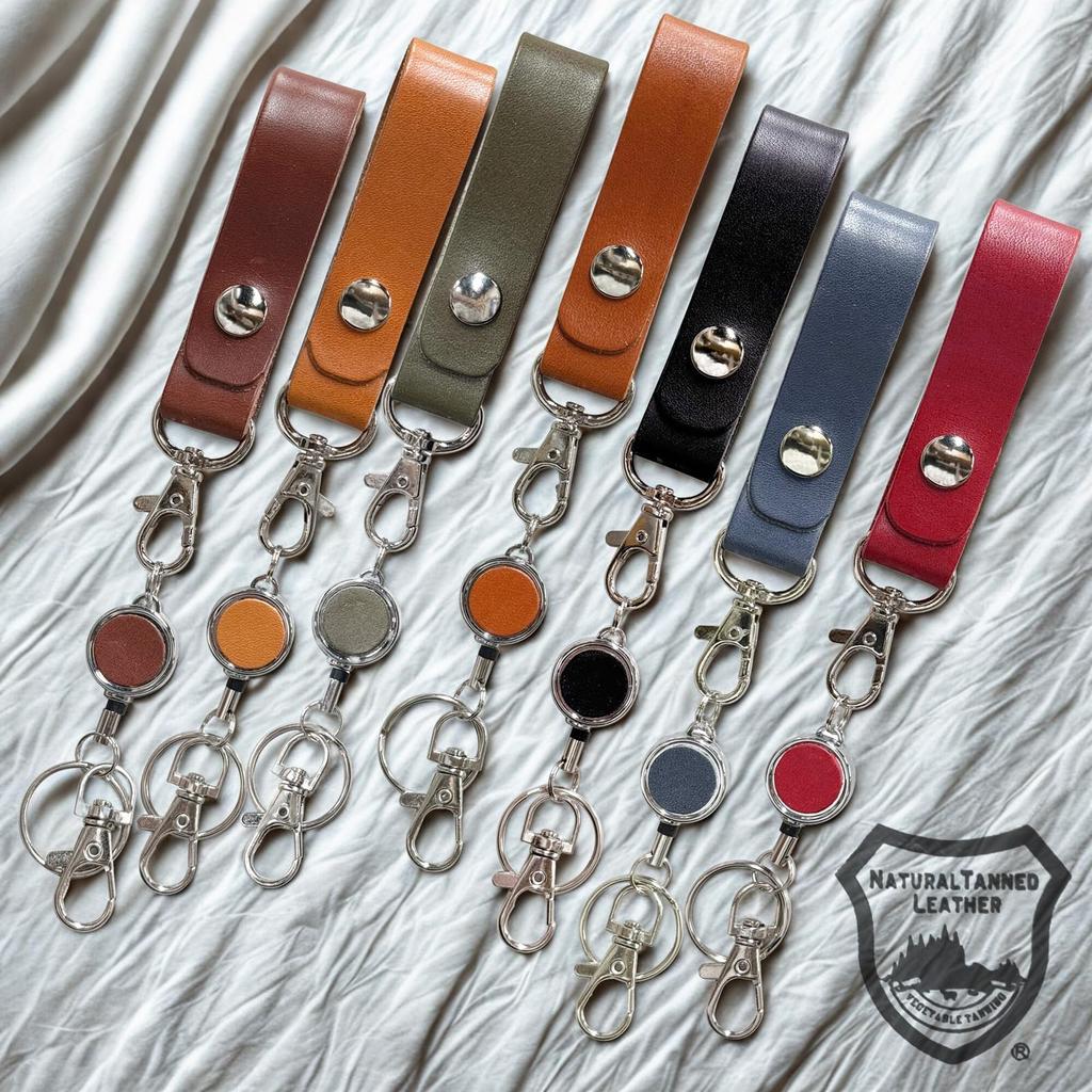 Acacia Style Tochigi Leather Reel Made in Stretchable Reel Keychain for Keys and Pass Brown Strap, 2-Way, Japan, Approx. 39cm, Cases,