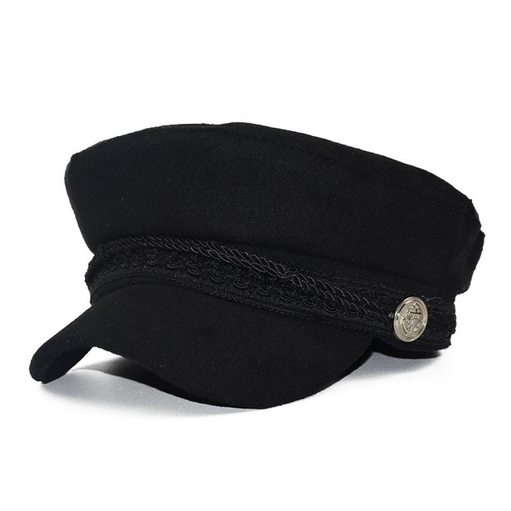 Fashion Women Men Beret Hat Spring Autumn Sailor Black Octagonal Cap Top Travel