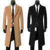 Autumn Winter Men's Woolen Overcoat Medium-Length Business Casual Warm Windbreaker Suit Collar Jacket for Dad