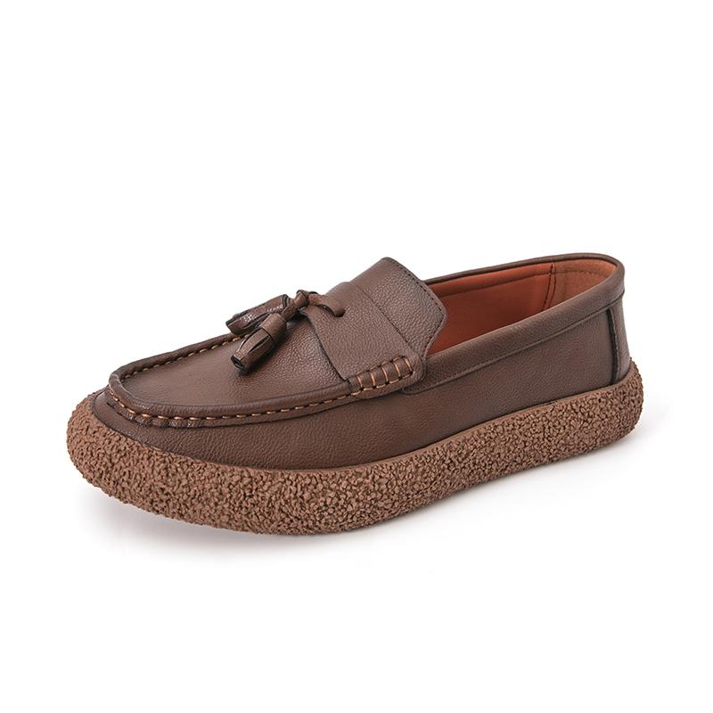 Men's Leather Loafers Massage Soles Korean Style Trendy Men's Work Business Shoes Flat Bottom Commuting Leisure Shoes Versatile