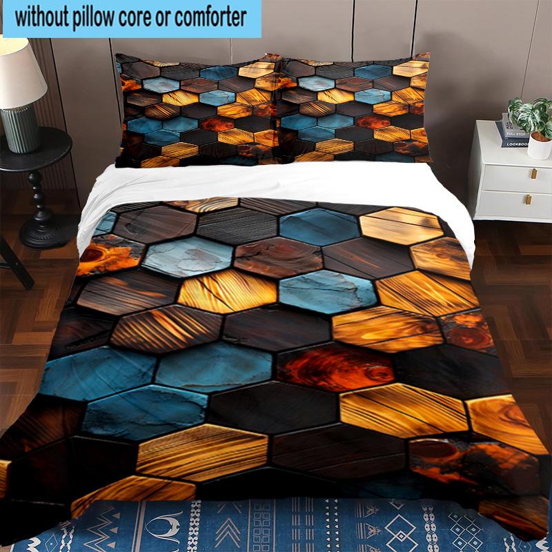 Abstract Puzzle Pattern 3pcs Bedding,Including 1pc Duvet Cover And 2pcs Pillowcases Perfect for Christmas,Ideal for Bedroom, Dormitory