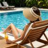Cappello da Sole da Spiaggia Estivo da Donna in Paglia - Leggero con Fascia a Strisce Pieghevole per Esterno - Disponibile in 4 Colori