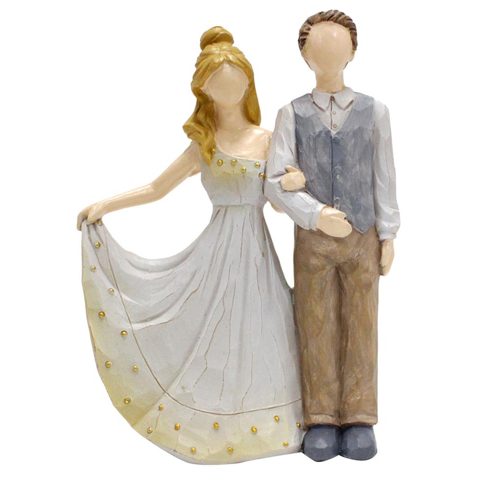 Paar Skulpturen Harz Dekorativ Europäischer Stil Gesichtslos Romantische Hochzeitsfiguren für Heimtischdekoration