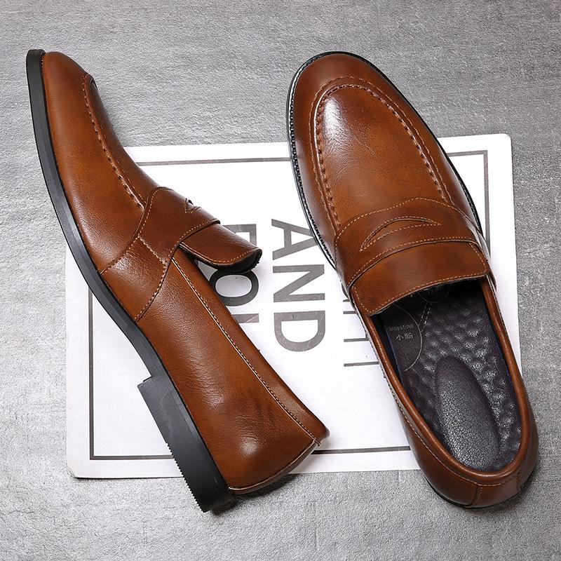 British Style Dress Shoes Men Platform Loafers Casual Business Shoes 2024 Autumn Slip On Leather Shoe for Male Mocasines Hombre