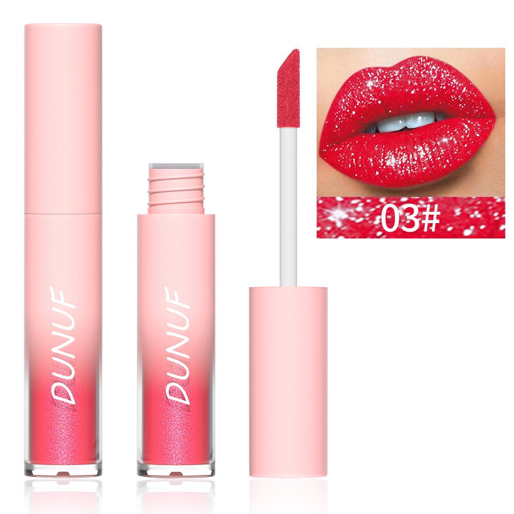 DUNUF 18-Color Diamond Lipstick Gloss: Easy-Apply, Long-Lasting, Plumping Shimmer Glaze for Glossy Makeup.