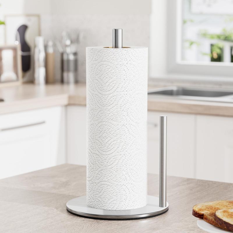 Kitchen Roll Paper Towel Rack Bathroom Stainless Steel Standing Paper Holder Silver Tissue Napkins Rack Home Table Decor