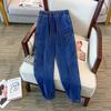Plus Size Women's High Waist Denim Long Pants - Slimming, Casual, Loose, Cuffed Dad Jeans (200/300 Jin)