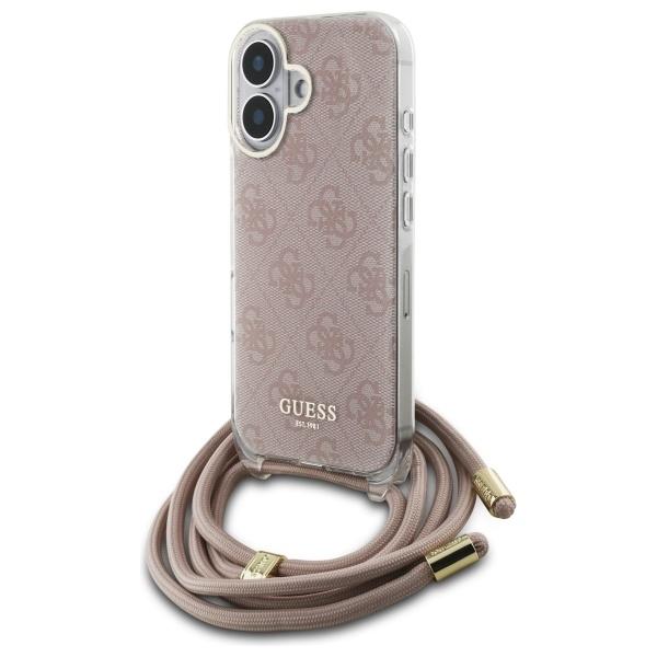 Guess Guhcp16Shc4Sep Iphone 16 6.1      Różowy/Pink Hardcase Crossbody Cord 4G Print
