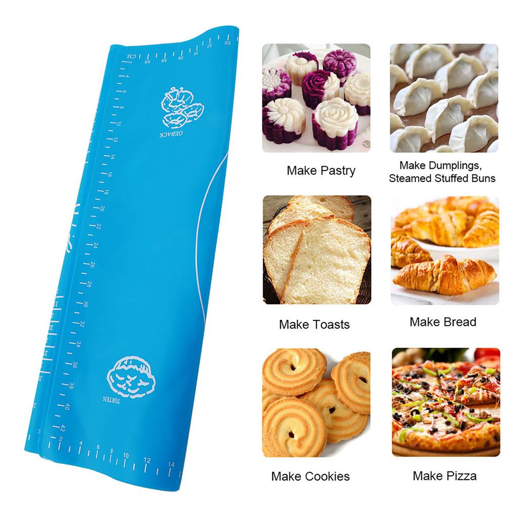 Household Silicone Non-Stick Baking Mat with Scales Rolling Dough Pad Kitchen Baking Tools(Blue