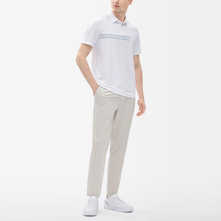 Fila Minimalist Commuter Color Block Letter Knit Short Sleeve Polo Shirt Men Polo Shirts Standard-White F11M232114F-WT