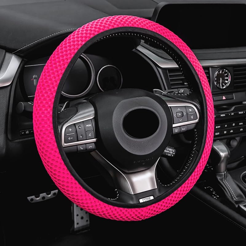 Alpmosn Elastic Stretch Steering Wheel Cover, Universal Interior Accessories Steering Wheel Cover for Women & Men, Breathable Microfiber Ice Silk,