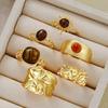 IF ME 6 Pieces/set of Retro Trendy Pleated Geometric Rings, Women's Irregular Aesthetic Jewelry Accessories