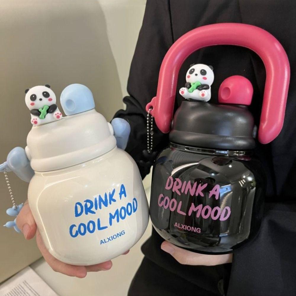 With Straw Insulated Water Bottle Large Capacity Office Double Drink Cup  Kid