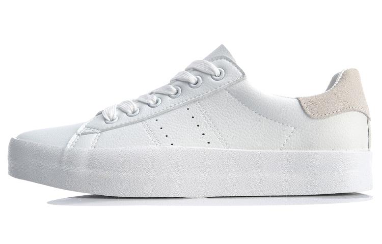 Li Ning Vulc Synthetic Leather Slip Resistant Abrasion Resistant Cushioning Low Top Skateboard Shoes Men's White AGCQ055-2