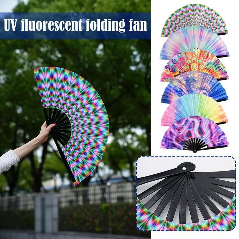 23cm Large Chinese Folding Hand Rave Fan Art Craft Gift Wedding Dance Hand Fan Festival Party Fan Gift Fan Home Decor Drag