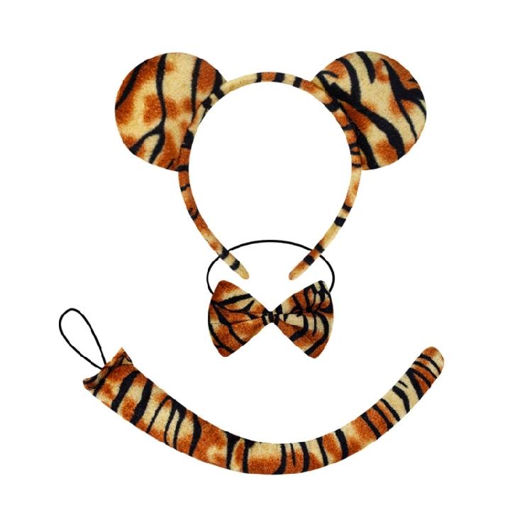 Halloween Tygers Costume for Kids Animal Costumes Tygers Ears Tail Bowtie Gloves Nose Skirt for Halloween Cosplay Party