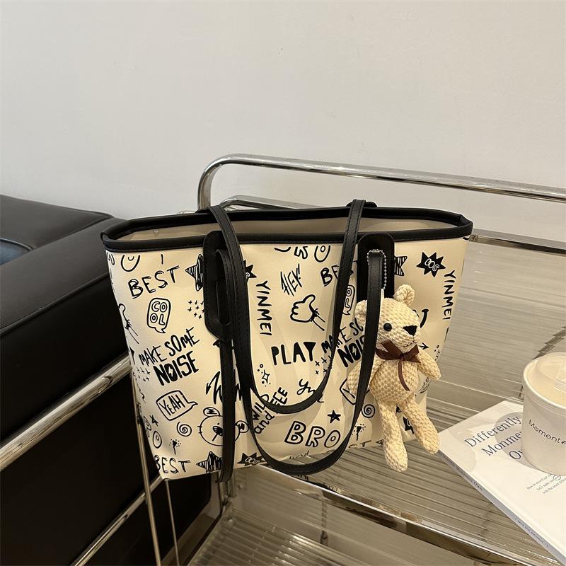 Simple Style Large Capacity Tote Bag for Women Fashionable Casual Shoulder Purse with Zipper Closure CLE