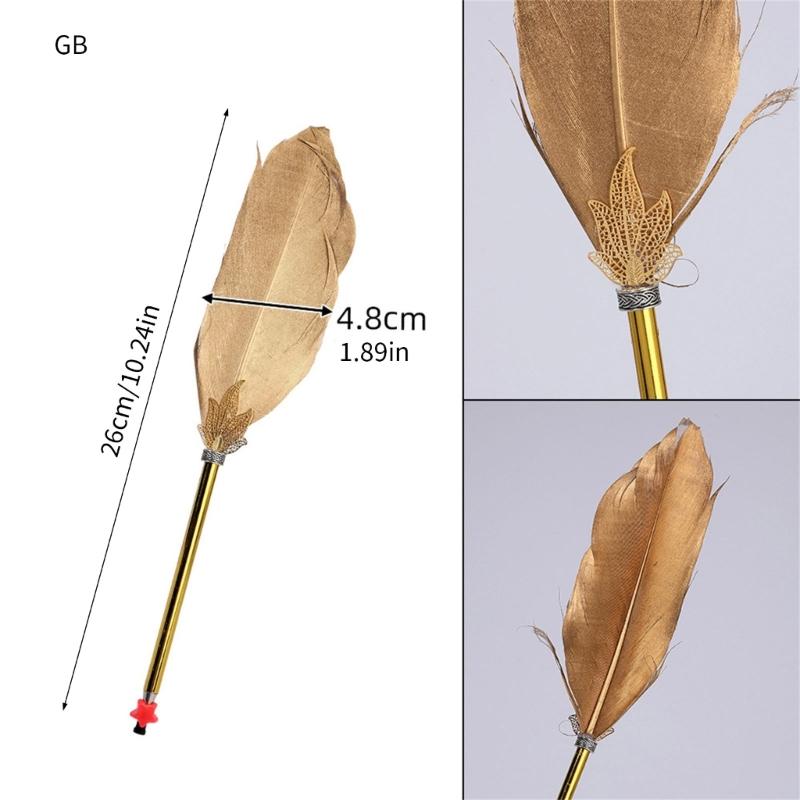 Antiqued Feather Ballpoint Pen Multipurpose Feathered Signing Pen for Student Adult Daily Writing Note Taking Journaling