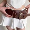 Rivet Studded Belt for Jeans Pants PU Leather Wide Cincher Belt for Shorts Skirt 2000s Girl Clothing Unisex Waist Decors
