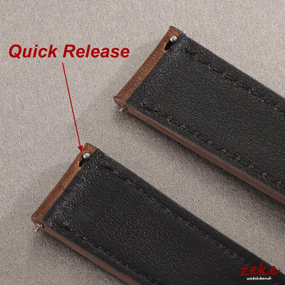 Vintage Leder Uhrenarmband Faltschließe Naht Rindsleder Armband für Omega 18/19/20/21/22/24mm Braun Handgelenkarmband für Seiko