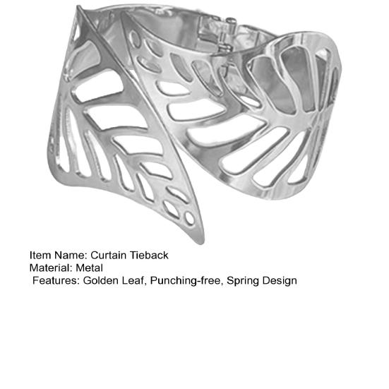 Perdele cu frunze goale, cu cataramă, cu poanson, cu arc de metal, cu frunze de culoare aurie, argintiu, suport pentru cleme, suport pentru sufragerie, sufragerie, dormitor, accesorii pentru casă