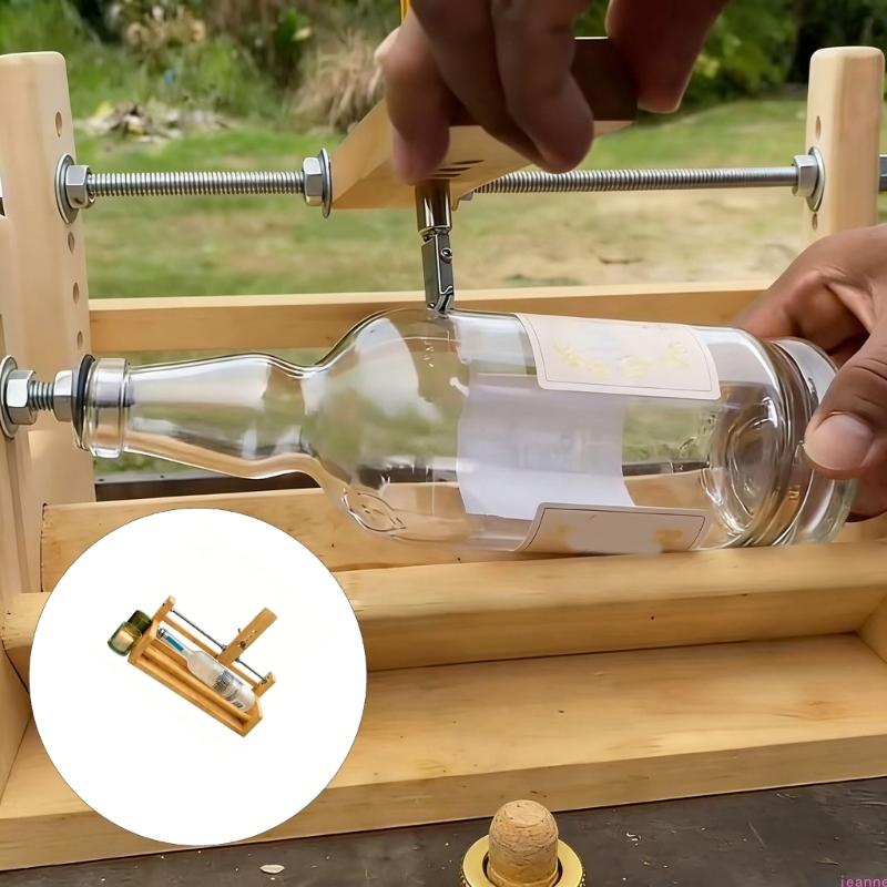 Compactly Wood Frame Glass Bottle Cutting Tool For Home DecorativeProjects And Recycling Crafts Cutter 35x15cm