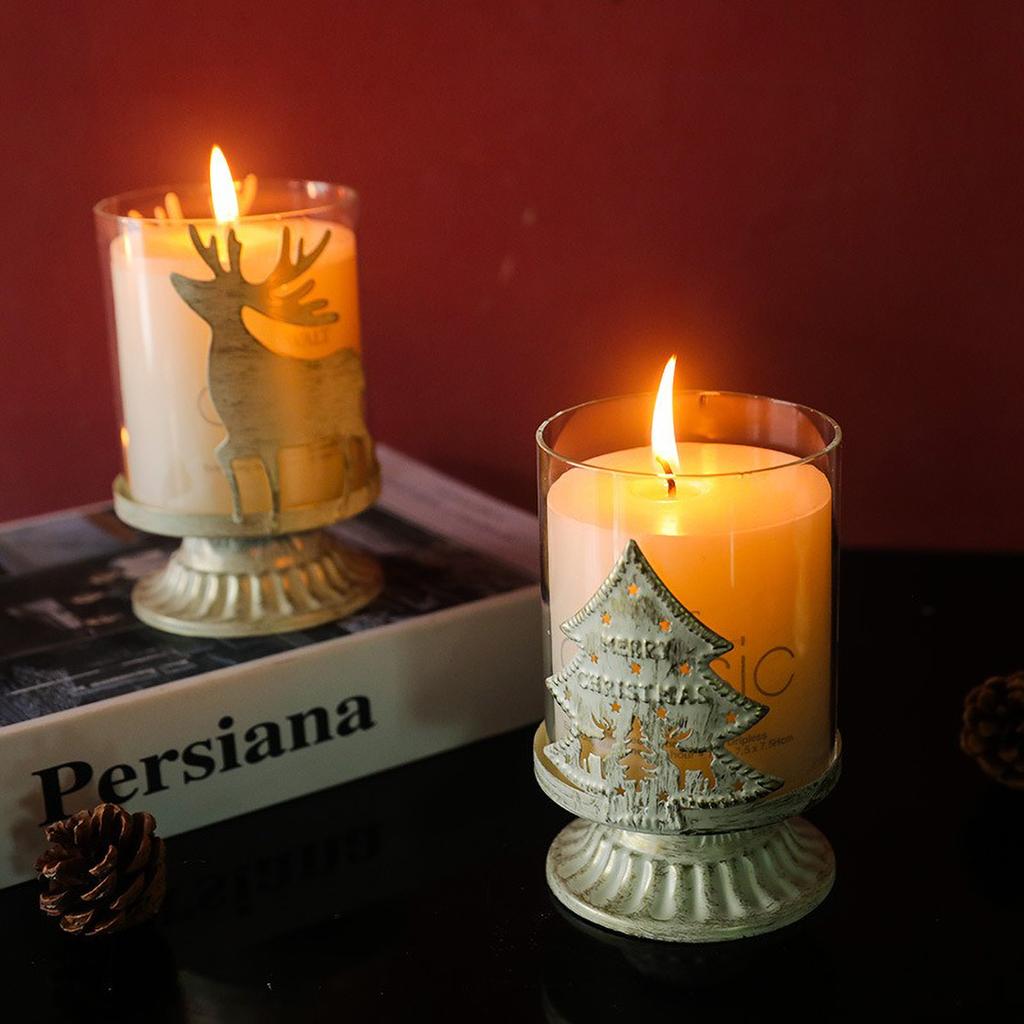 Clear Glass Tealight Candle Holder for Christmas Decorations - Festive Party Accessory with Transparent Design