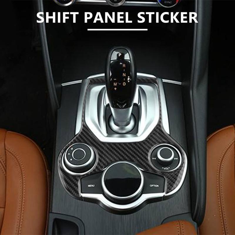 for Alfa Romeo Giulia Stelvio 2017- Carbon Fiber Gear Shift Panel Multimedia Buttons Frame Sticker Decoration
