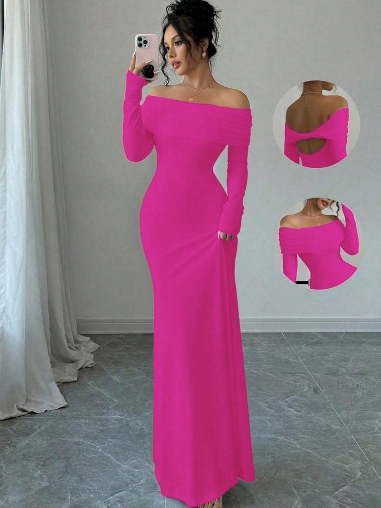 Womens Sexy Low Back One Shoulder Dress Elegant Evening Gown Cocktail Party Dress