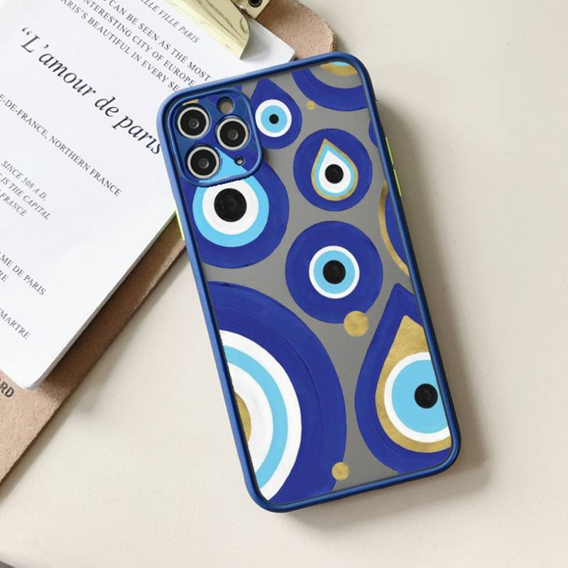 Szczęśliwe Oko Zła Niebieski Abstrakcyjny Etui na Telefon matowe przezroczyste Dla iphone 11 12 13 6 s 7 8 plus mini x xs xr pro max etui