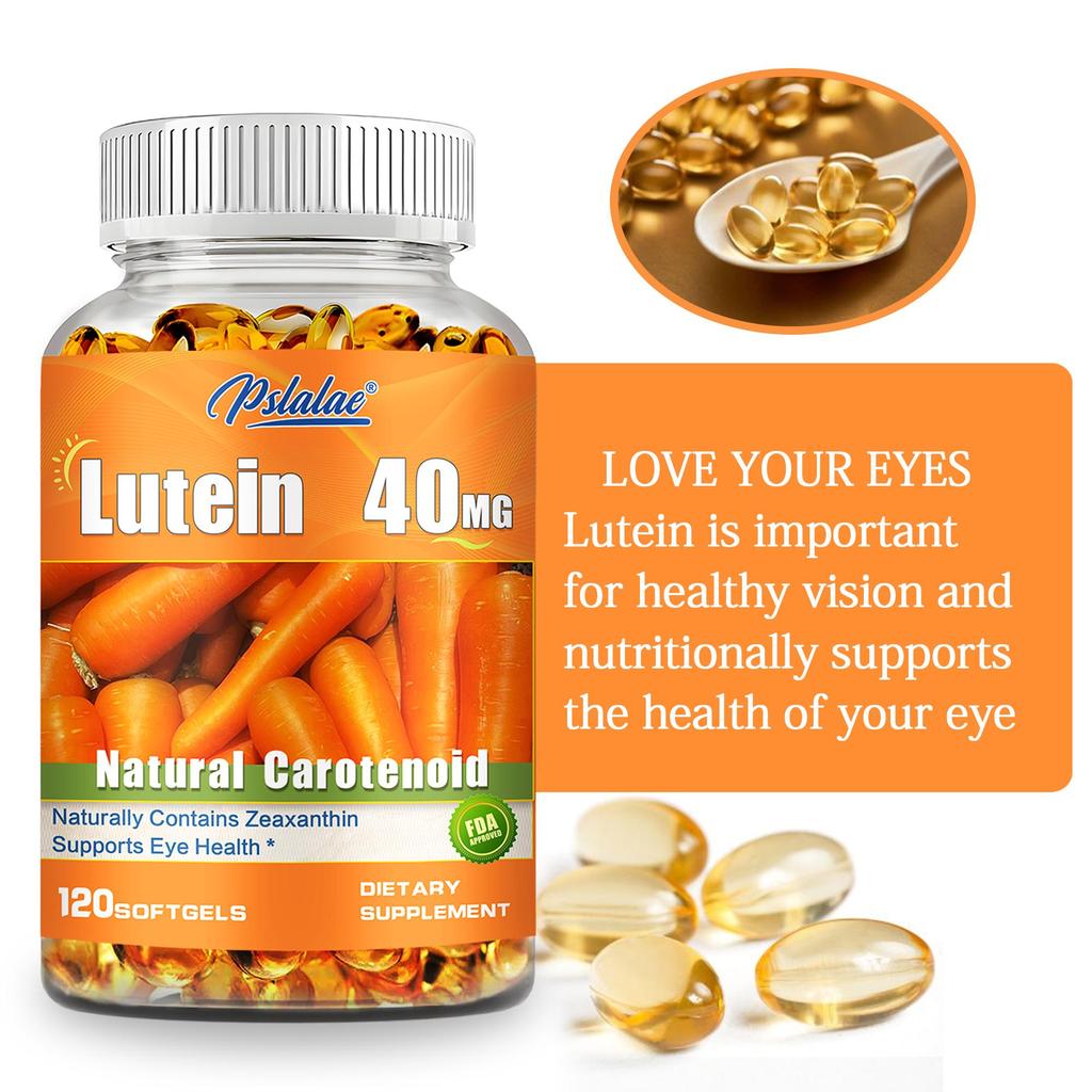 Lutein 40mg Kapseln, ein augenschützendes Vitaminpräparat, unterstützt die Augengesundheit und lindert Augenermüdung, 120 Kapseln.