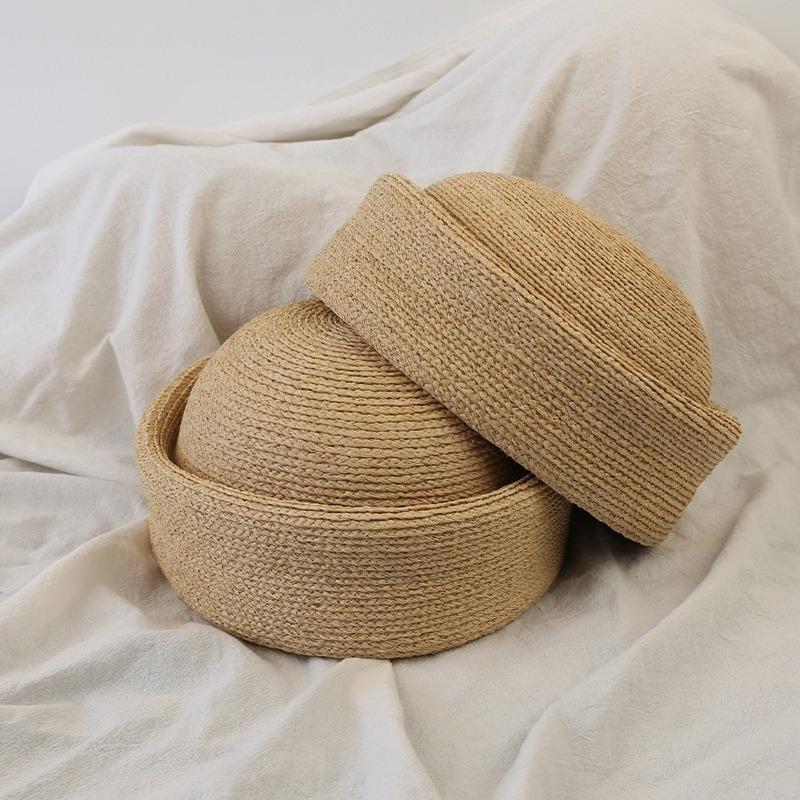 2026 New Natural 100% Raffia Fedoras Berets Hat Women Summer French Retro Dome Top Pillbox Hat Females Vacation Beach Straw Hat